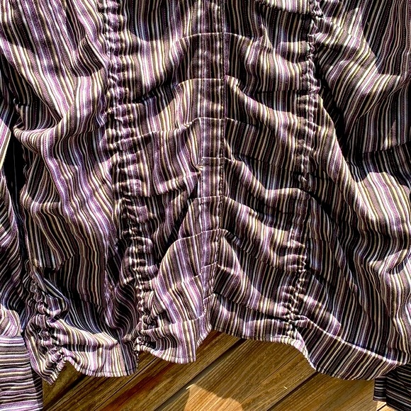 Purple striped long sleeve button top with ruching New! - Picture 3 of 16